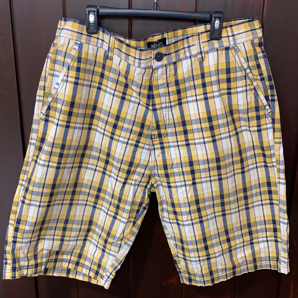 Blue and yellow dress pants